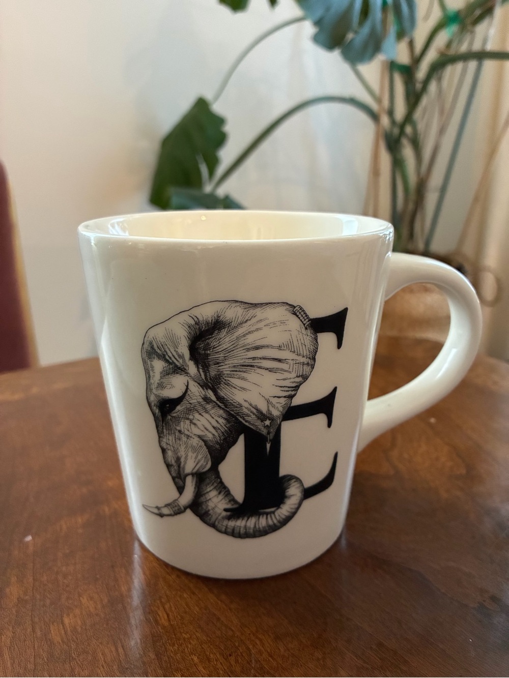 Williams Sonoma Rory Dobner - White Ceramic Mug - E for Elephant